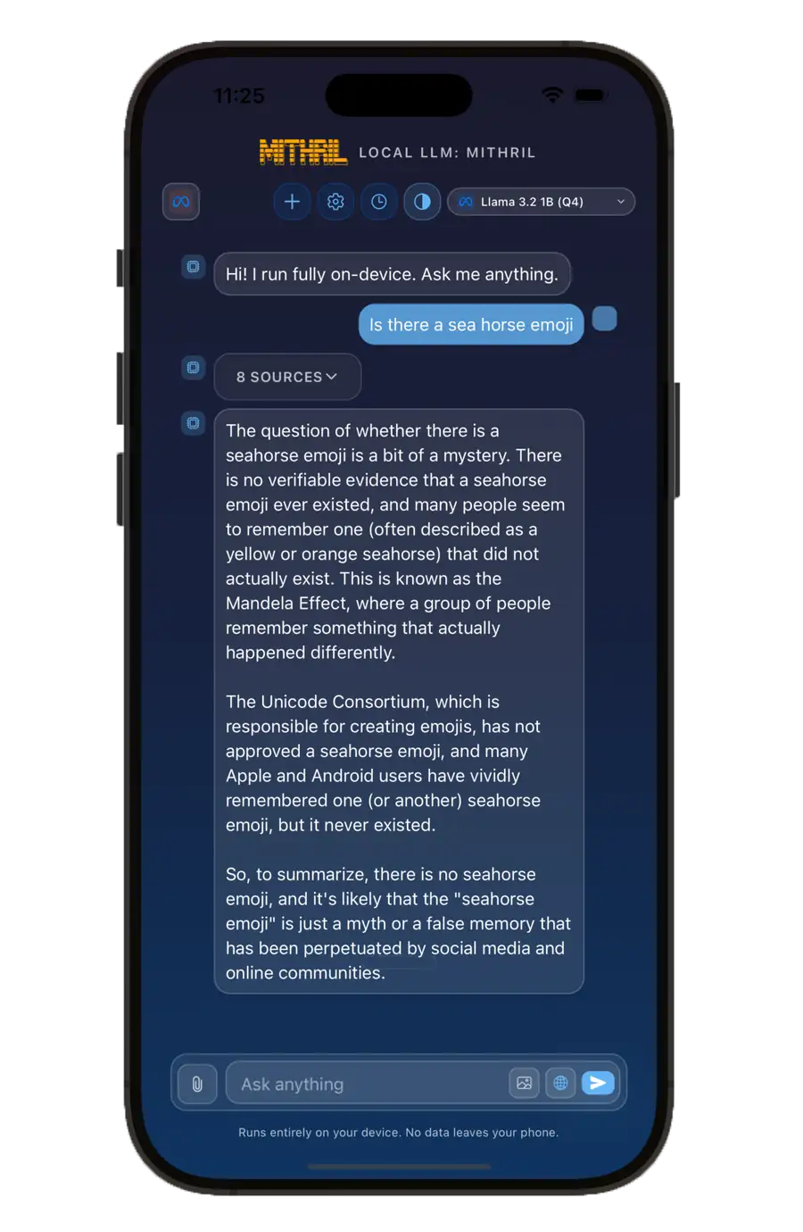 Mithril Local LLM Suite - Chat View